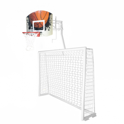 Tabela de Basquete Policarbonato 1,10X0,80 Conjugada Trave de Futsal 2,50X2,00X0,60 Modelo Articulável