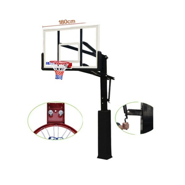Tabela de Basquete Vidro Temperado com Estrutura Pé Direito