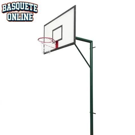 Tabela de Basquete MAX 1,80X1,05 Compensado Naval + Aro + Rede + Estrutura Pé Direito (PAR)