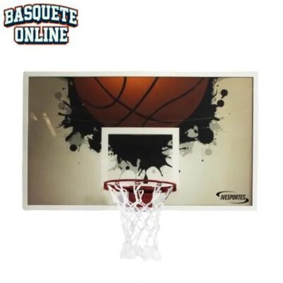 Tabela de Basquete Acrílico Personalizada 1,80X1,05 com Aro Retrátil + Rede (Unidade)