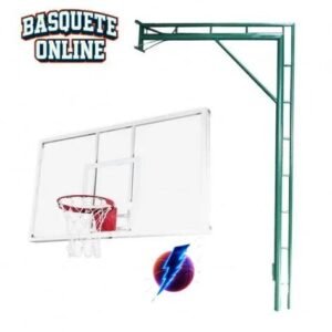 Tabela de Basquete Force 1,80X1,05 Vidro Temperado Com Estrutura Pé Direito Dupla Treliçada (Unidade)