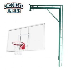 Tabela de Basquete Force 1,80X1,05 Vidro Temperado Com Estrutura Pé Direito Dupla Treliçada (PAR)